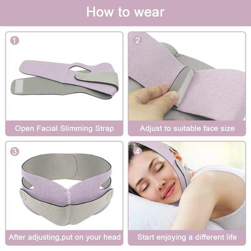 Double Chin Strap, FERNIDA V Line Chin Strap Lifting Mask Reusable Face Strap for Women and Men, Pink