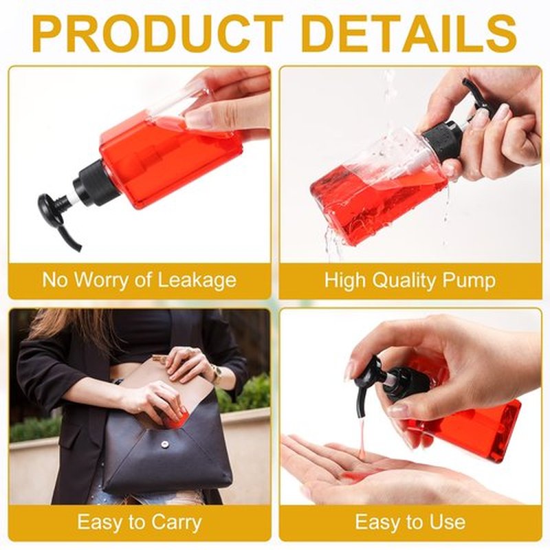 Domensi 24 Pcs 100ml /3.4 oz Pump Bottle Mini Travel Bottles Small Dispenser Bottles Plastic Pump Lotion Dispenser Empty Bottle Square Dispenser Travel Size Containers Toiletries (Black)