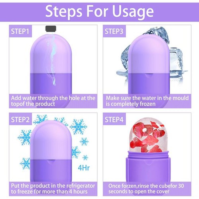 KOGITI Ice Mold for Face, Ice Roller for Face & Eye, Beauty Facial Ice Rollers Ice Holder Mold Face Puffiness Relief Massage Skin Care Tools, Ice Facial Cube (New-Purple)