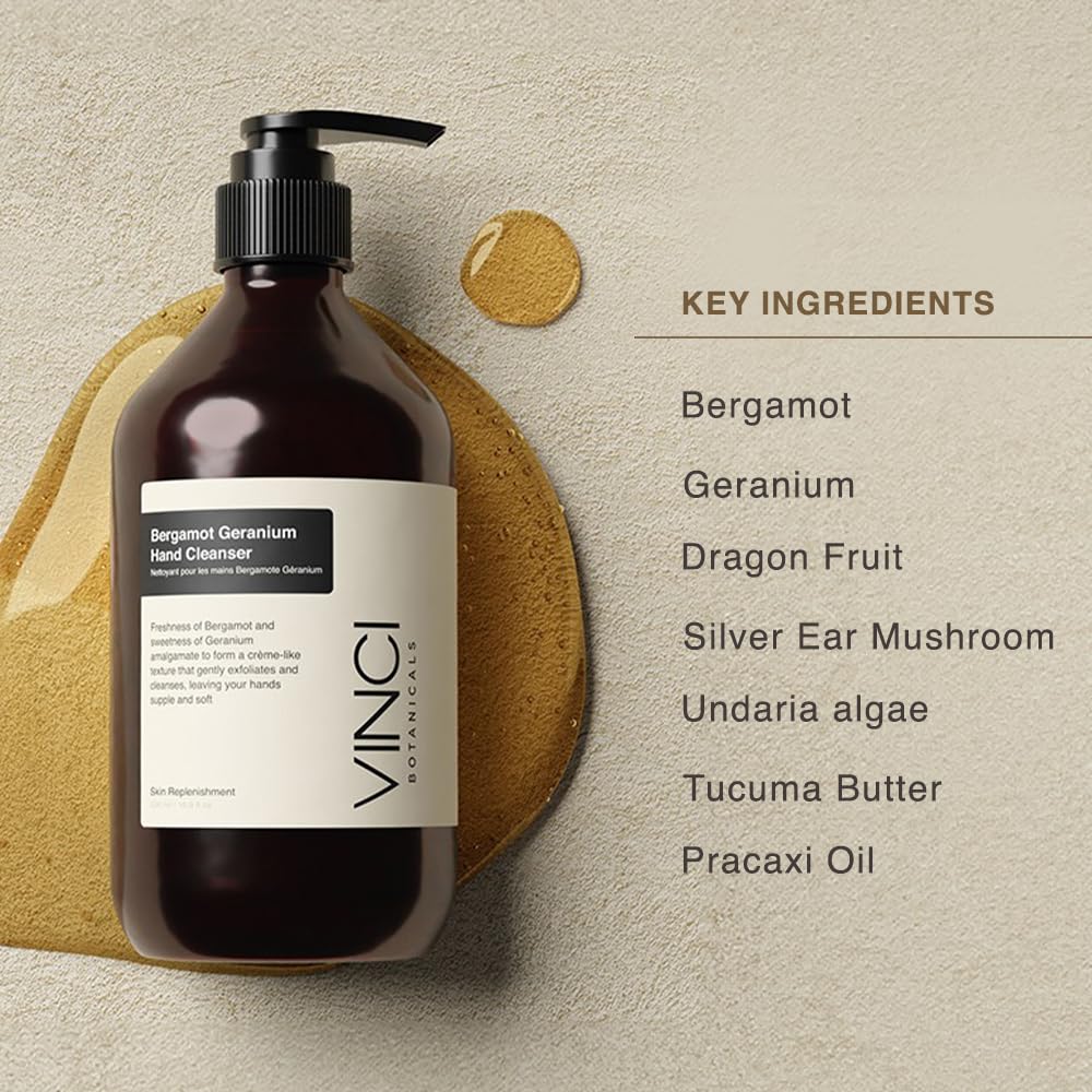 Vinci Botaicals Ginger Lime Hand Cleanser | Gentle Exfoliating Hand Wash | Cleanses & Hydrates Skin | Made with Essential Oils | Cruelty, Vegan & Paraben Free | Fresh & Citrusy Aroma | 500 ml