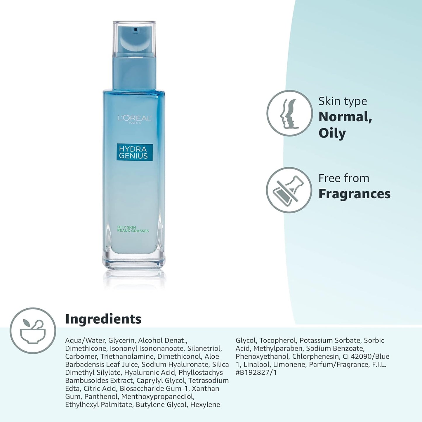 Hydra Genius Oil-Free Face Moisturizer with Hyaluronic Acid & Aloe Water - 3.04 fl. oz. for Normal to Oily Skin