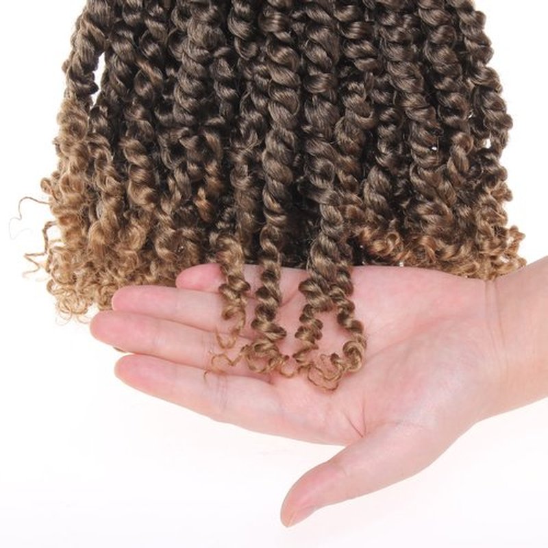 ZRQ 8 Inch Bomb Twist Braiding Hair 8 Packs Short Bohemian Hair for Passion Twists 12 Roots/Pack Ombre Blonde Pre-Twisted Passion Twist Crochet Braids Hair Extensions for Black Women T27#