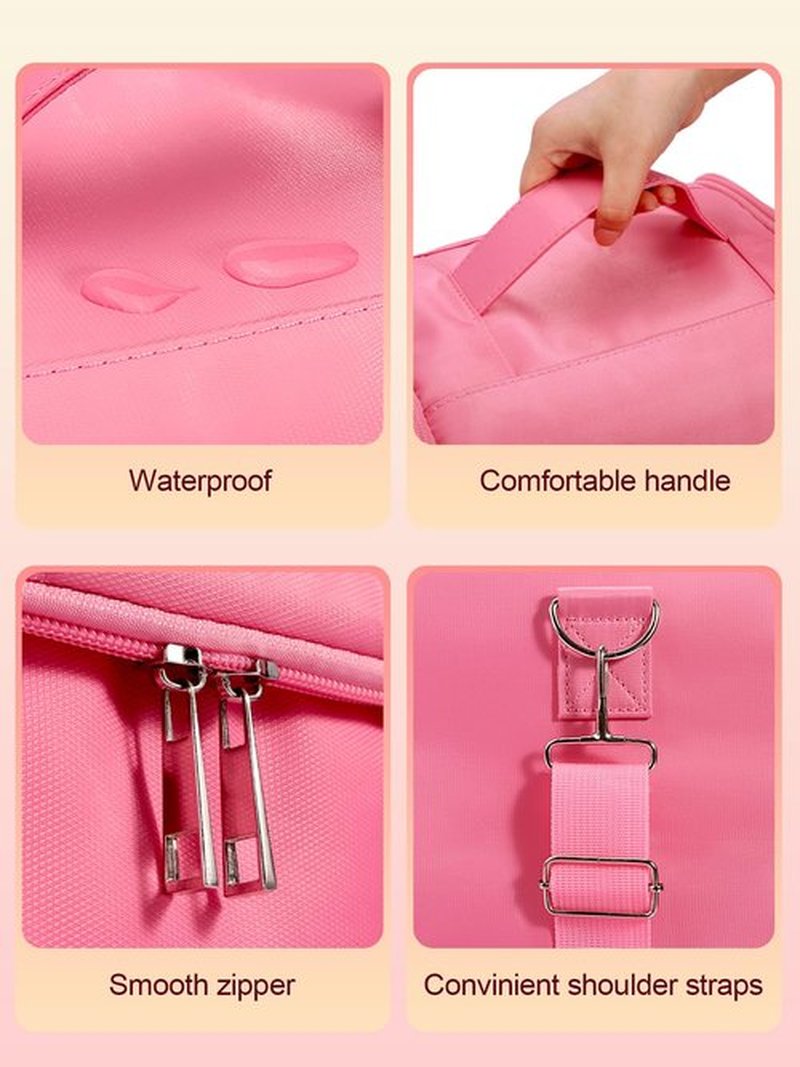 Makeup Travel Train Case, Large Pink Makeup Nail Polish Organizer Bag, 4 Tier Professional Makeup Bag Storage Box Cosmetic Train Case with Straps Pockets for Nail Tools Jewelry MakeUp Brushes
