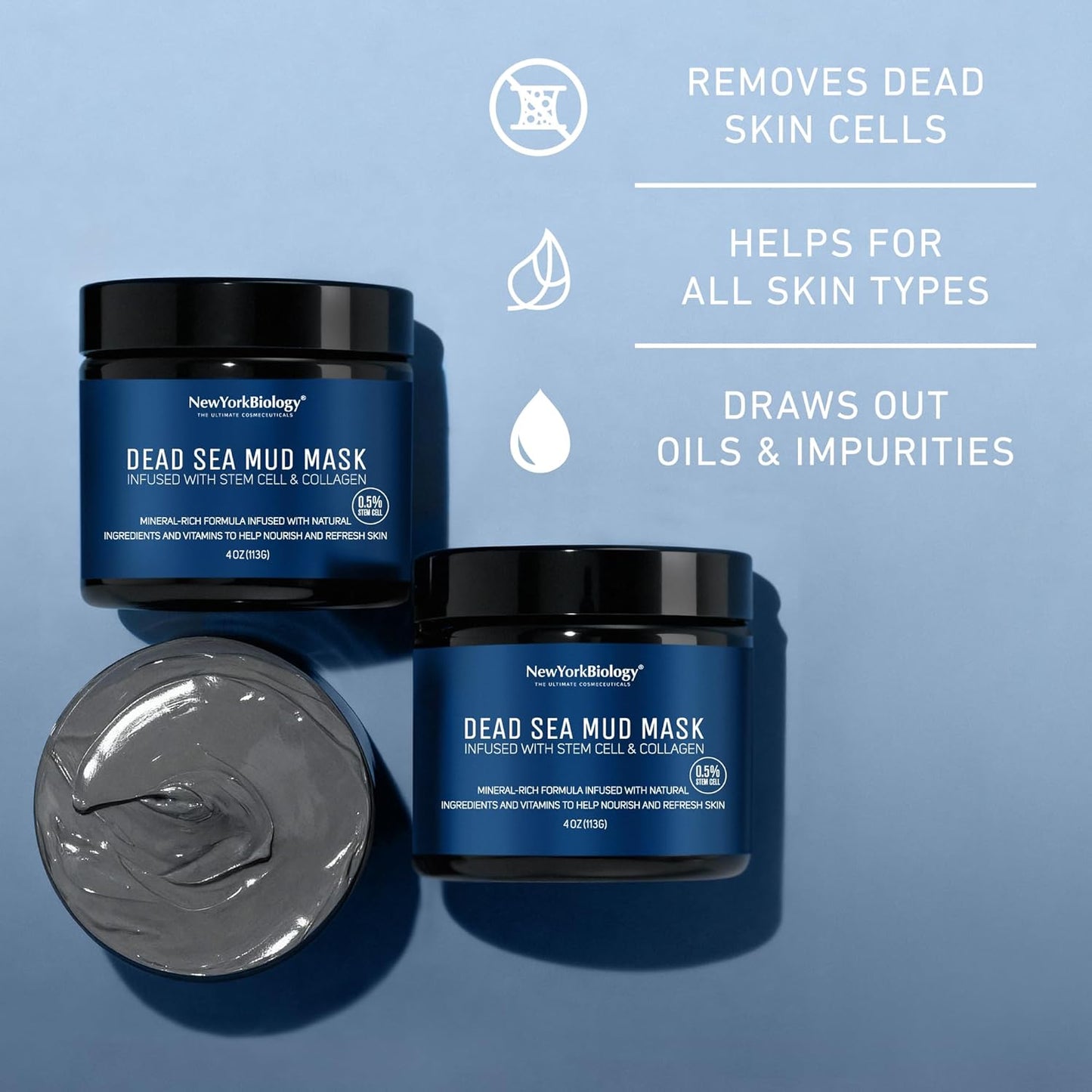 Dead Sea Mud Mask for Face & Body - Spa Quality Pore Refiner with Stem Cell & Collagen | 4 oz