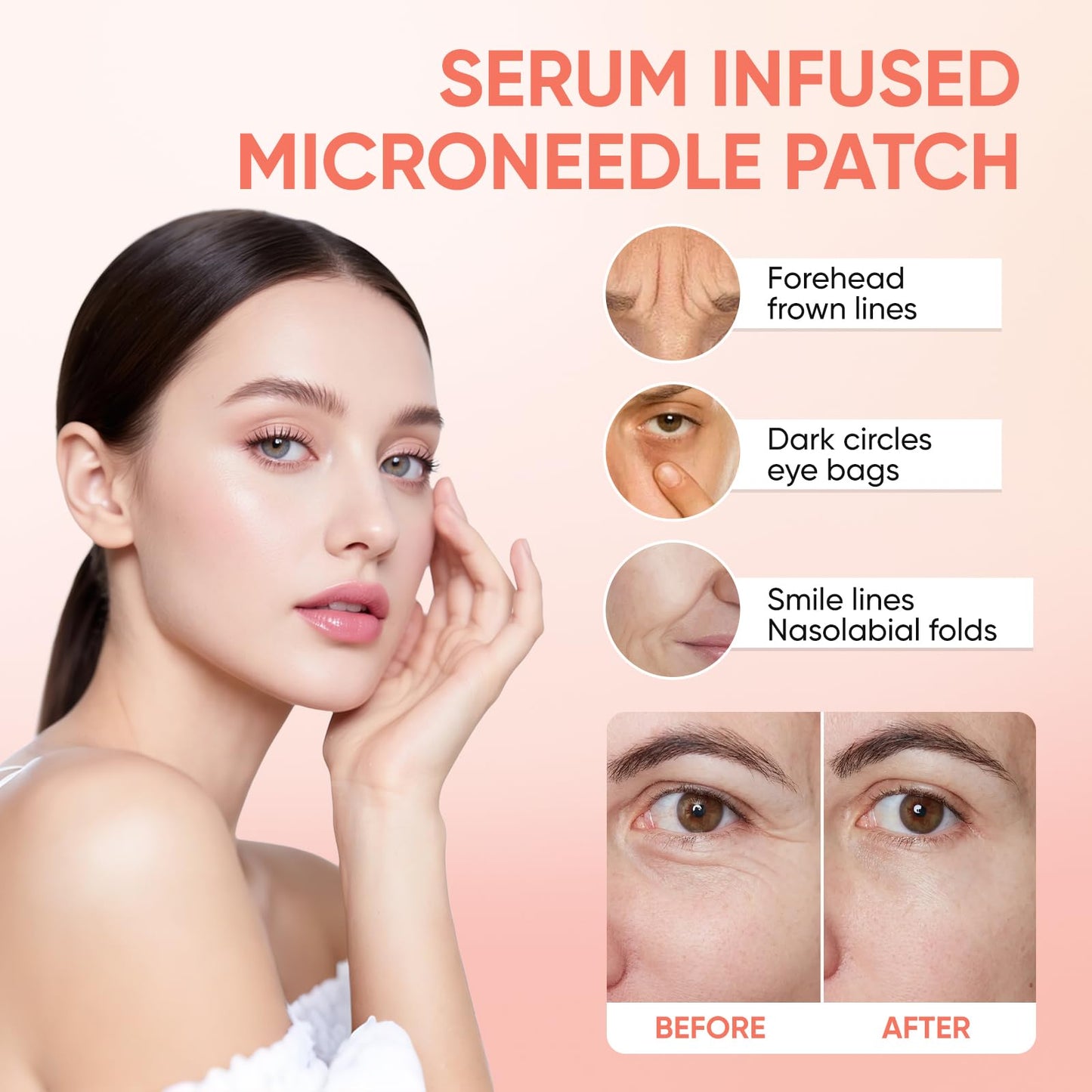 NOVALIFT MicroGlow Eye Patches,Under Eye Patchs Hyaluronic Acid Eye Mask for Dark Circles for Women, Forehead Wrinkle & Smile Line Patches