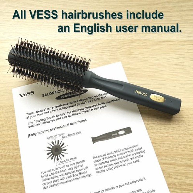 VESS Salon Roll Brush Professional Use PRO-250 For Straight Long Hir-D48 mm-Made in Japan