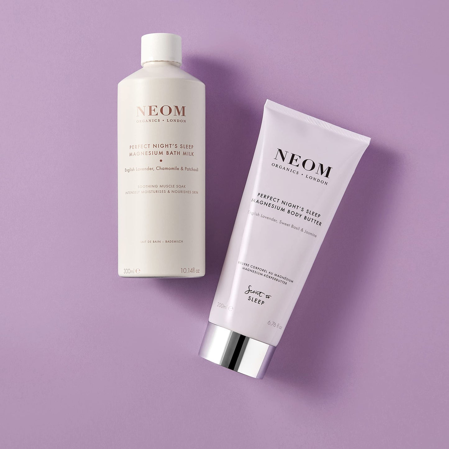 NEOM Perfect Night's Sleep Magnesium Bath Milk, 300ml I 100% Natural Lavender, Chamomile and Patchouli I Relieve Sore, Tired Muscles I Milky Texture I Relaxing and Nourishing