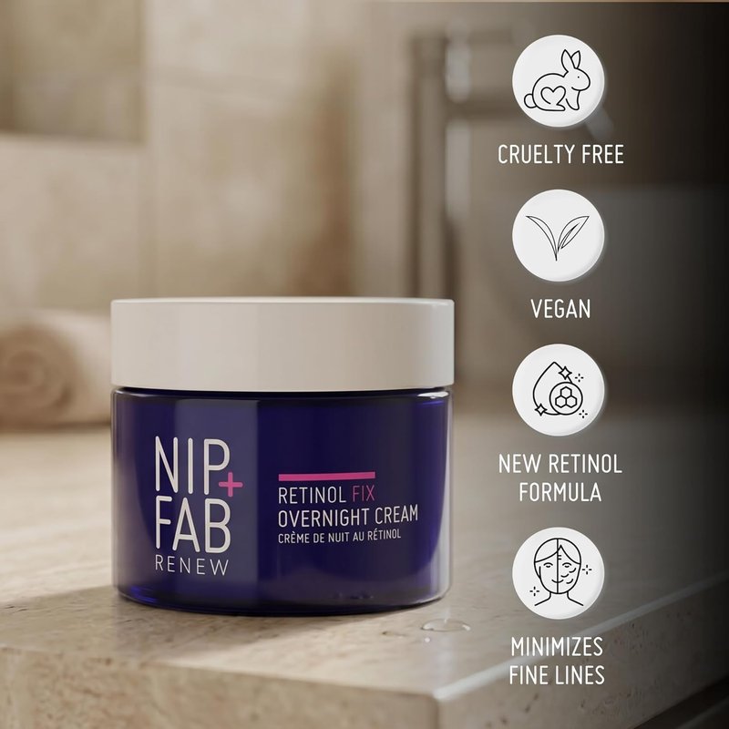 Nip+Fab Retinol Fix 3% Overnight Cream - Youth-Boosting Anti-Aging Formula for Fine Line Reduction | Encapsulated Pure Retinol