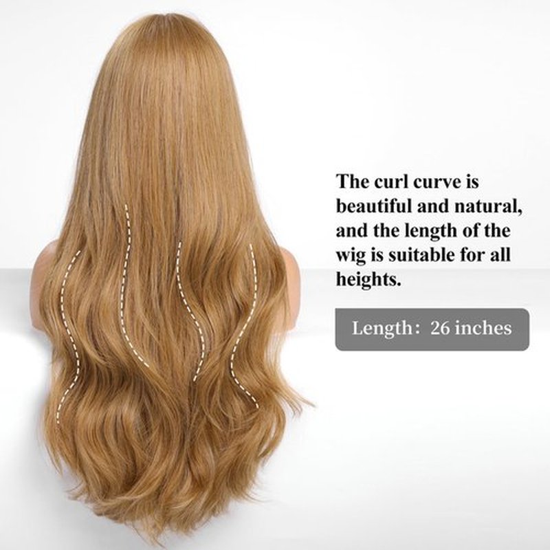 HAIRCUBE Blonde Wig with Bangs for Women Long Wavy Hair Wig Blonde Wig Curly Wavy Synthetic Wigs for Girls Daily Party Use