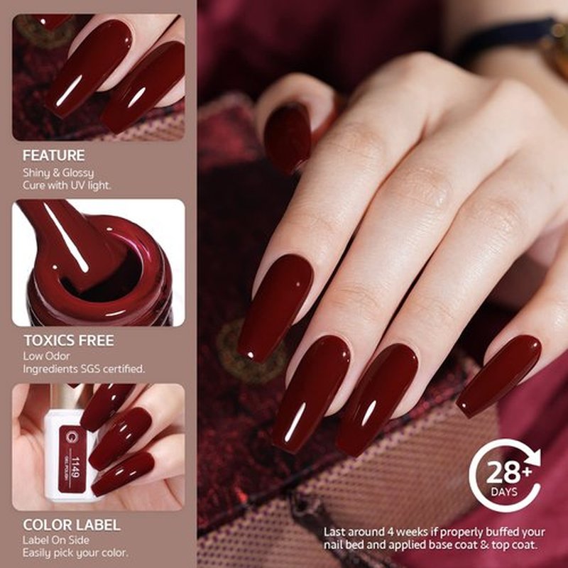 GAOY 23 Pcs Fall Gel Nail Polish Kit, Brown Colors UV Gel Nail Polish Set with Glossy & Matte Top Coat and Base Coat for Nail Art Home DIY Gel Nail Kit