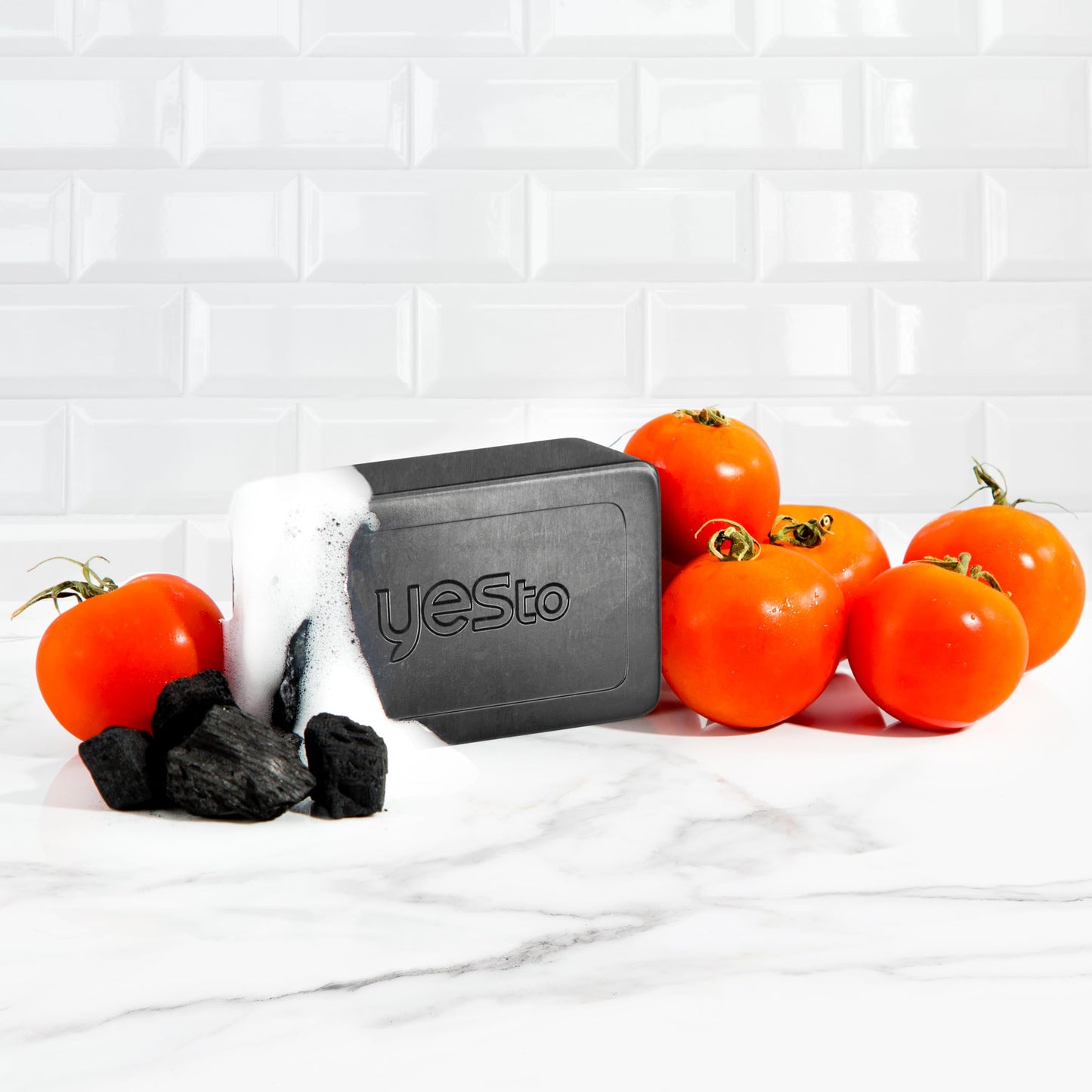 Yes To Tomatoes Charcoal Bar Soap with Tomato Extracts & Sunflower Seed Oil - Detoxifying Face & Body Soap for Men, Women, and Teens, 6 oz - Paraben-Free (Pack of 3)