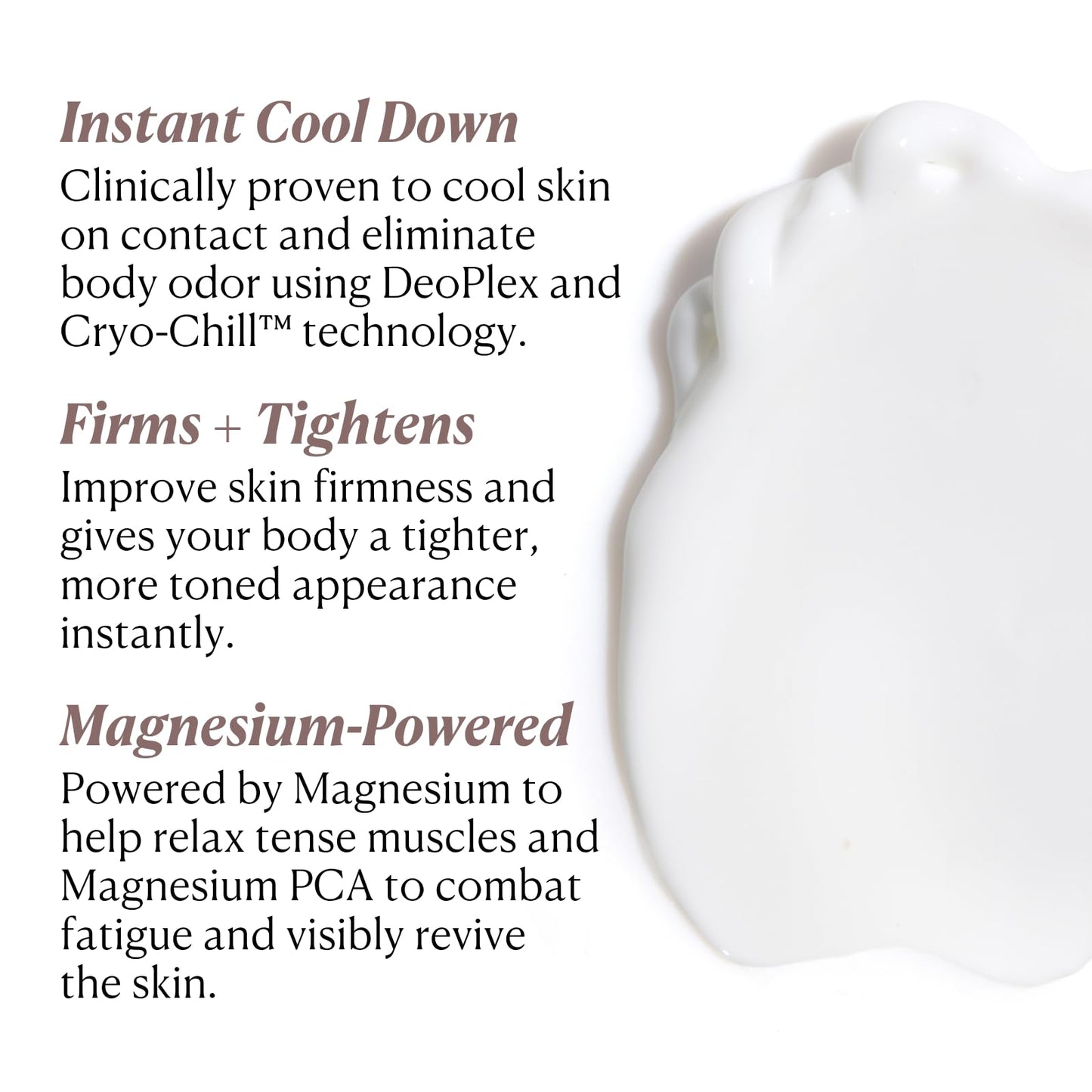 Nakery SkinRecovery Cool + Energize Cooling Body Cream, Magnesium Body Lotion for Hot Flashes, Firming Moisturizer with Menthol and Caffeine, Calming Skincare for Women 50+, Made in USA