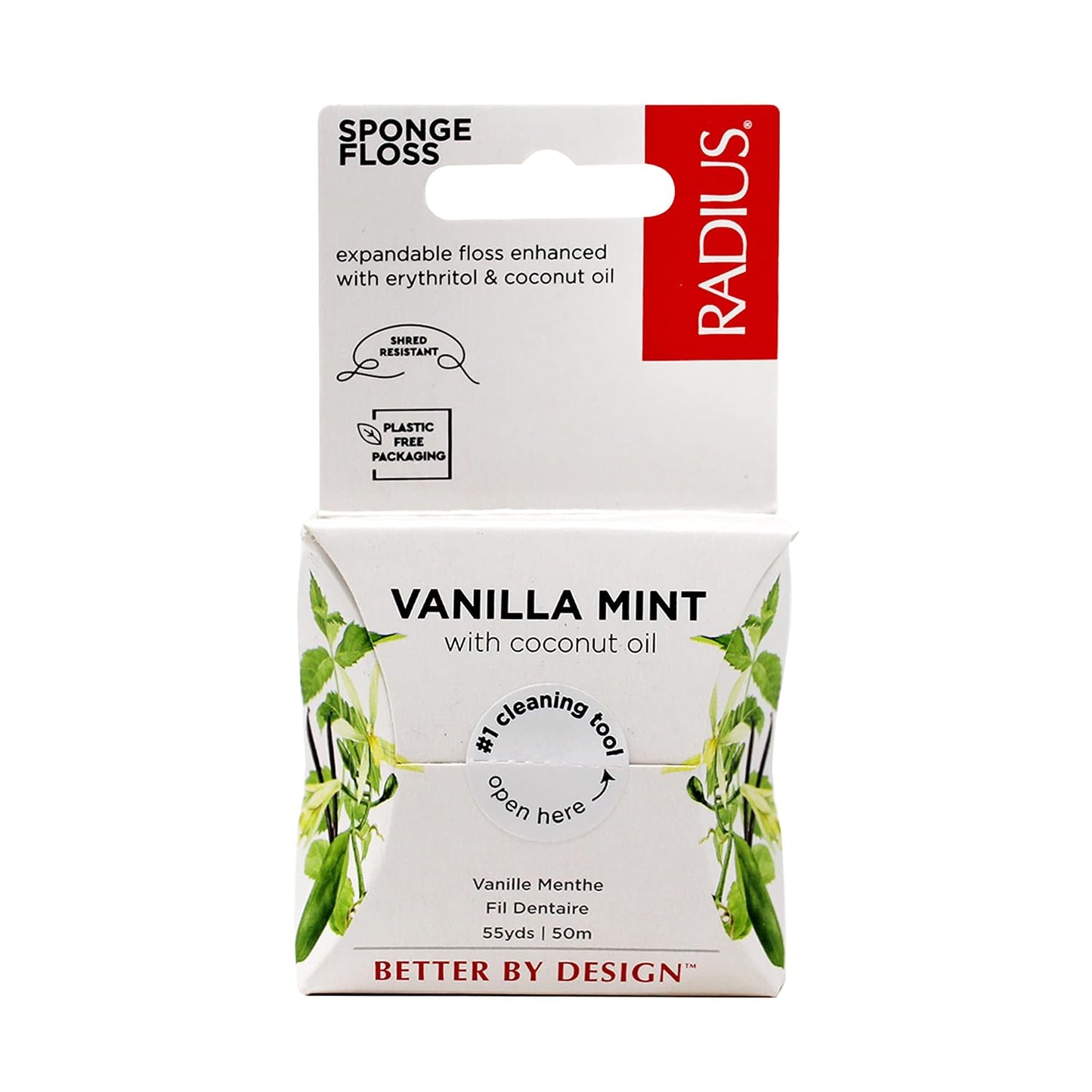 RADIUS Peppermint Dental Floss 55 Yards Vegan and Non-Toxic Oral Care Boost Total Tooth & Gum Protection Clear - Pack of 6