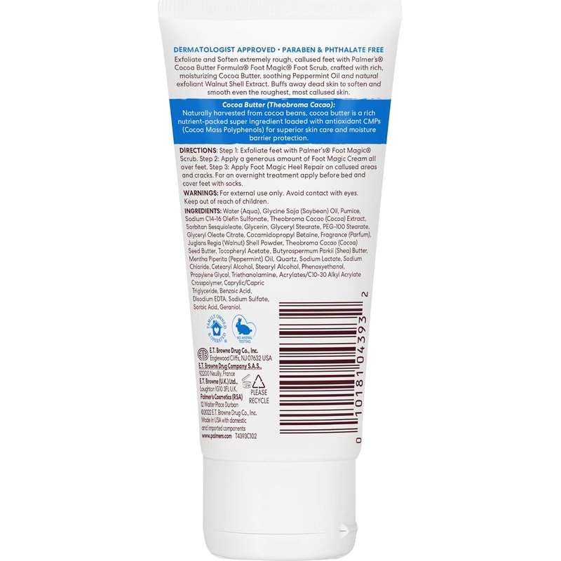 Palmer's Cocoa Butter Foot Magic - Exfoliating Foot Scrub with Vitamin E for Dry, Cracked Feet | 2.1 Ounce