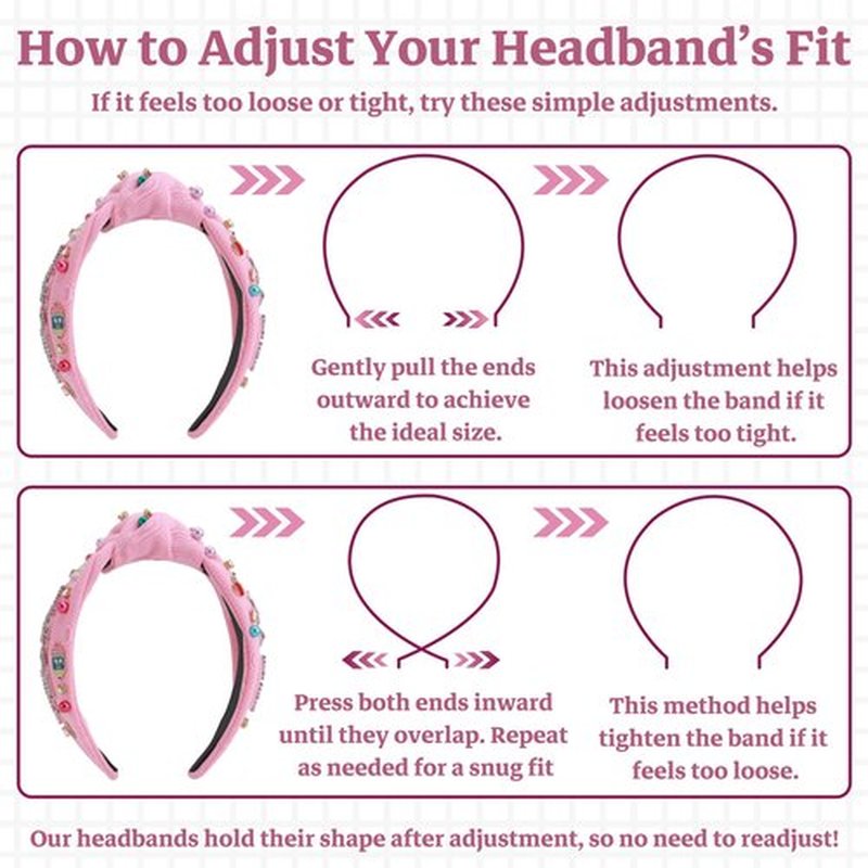 Teacher Headband for Women, Pearl Crystal Knotted Headband, Pencil Book Embellished Jeweled Top Knot Headband Teacher Hair Accessories for Back to School Teacher’s Day Appreciation Gifts (Pink)