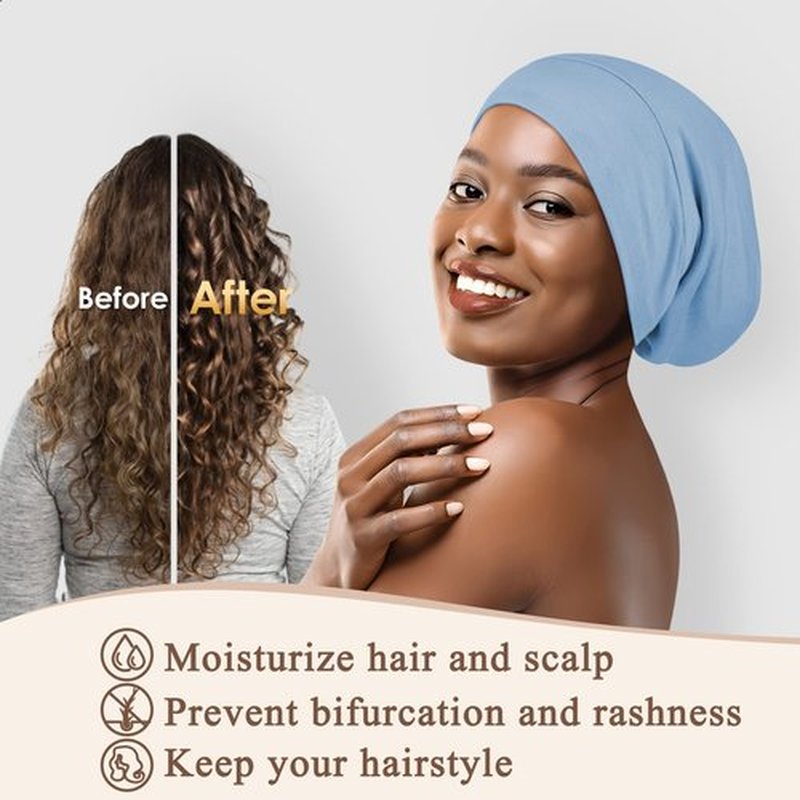 OLESILK 100% Mulberry Silk Bonnet for Sleeping Women, Silk Hair Wrap for Sleeping, Silk Sleep Bonnet for Women&Men, Real Silk, Not Satin, Light Blue