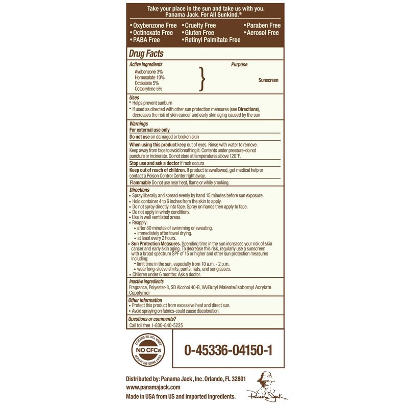 Panama Jack Continuous Spray Sunscreen - SPF 50, Broad Spectrum UVA/UVB Protection, PABA, Paraben, Gluten & Cruelty Free, Water Resistant (80 Minutes), 5.5 OZ (Pack of 2)