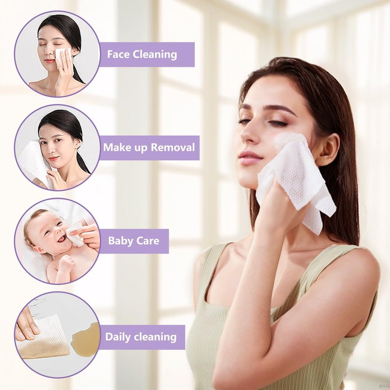 Disposable Face Towel 600 Count, Soft Cotton Face Towels, Dry Wipes Facial Cloths Towelettes for Washing and Drying, Lint Free Facial Tissue for Skincare, Makeup Remover and Cleansing