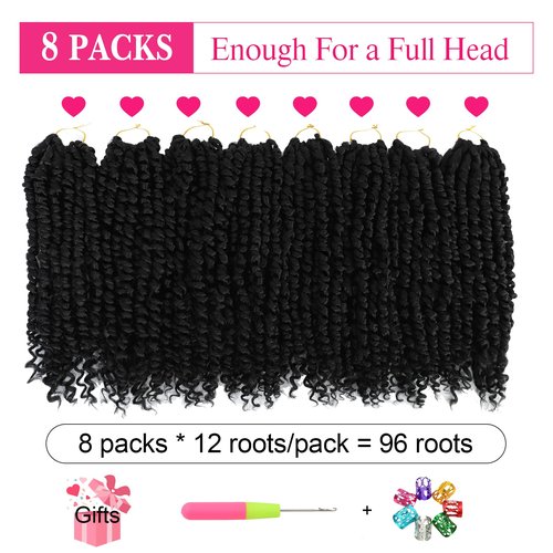 Passion Twist Hair 10 Inch 8 Packs, Pre Twisted Passion Twist Crochet Hair For Black Women, Pre Looped Passion Twist Curly Crochet Hair, Short Crochet Passion Twist Hair (10 Inch (Pack of 8), 1#)