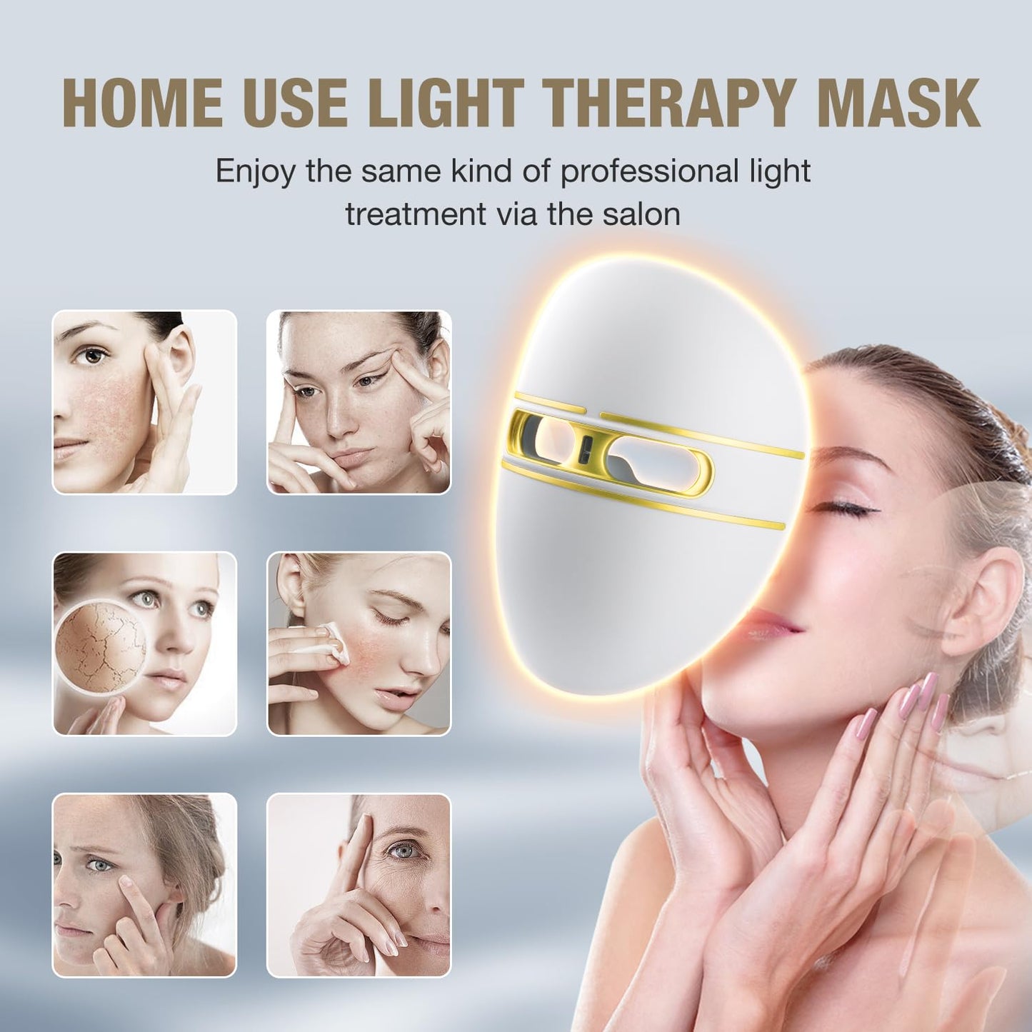 F FIWENE Pro-Grade FSA LED Light Therapy Facial Mask-Red & Blue Light Anti Aging for Face-HSA Salon Treatment for Acne, Wrinkles & Redness at Home,Ideal Skincare Device for Birthday, Mom Gift