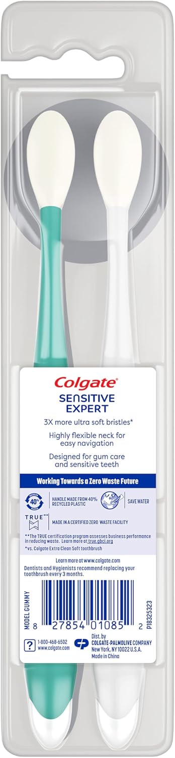 Colgate Gum Health Extra Soft Toothbrush for Sensitive Gums with Deep Cleaning Floss-Tip Bristles - 4 Count