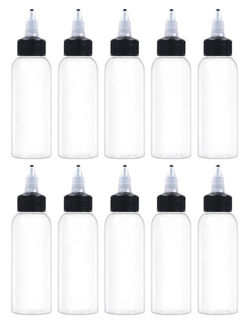 EOSAU 20 Pcs 2oz Plastic Squeeze Bottles with Twist Top Cap, 60ml Clear Dispensing Bottles, Empty Squirt Bottle for Liquids, Sauces, Arts, Crafts, Travel