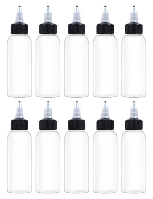 EOSAU 20 Pcs 2oz Plastic Squeeze Bottles with Twist Top Cap, 60ml Clear Dispensing Bottles, Empty Squirt Bottle for Liquids, Sauces, Arts, Crafts, Travel