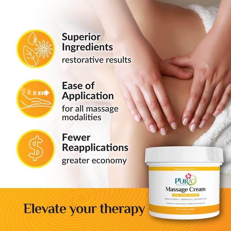 Deep Tissue Therapy Massage Cream - Natural Unscented Formula for Muscle Relief | 4 Fl Oz
