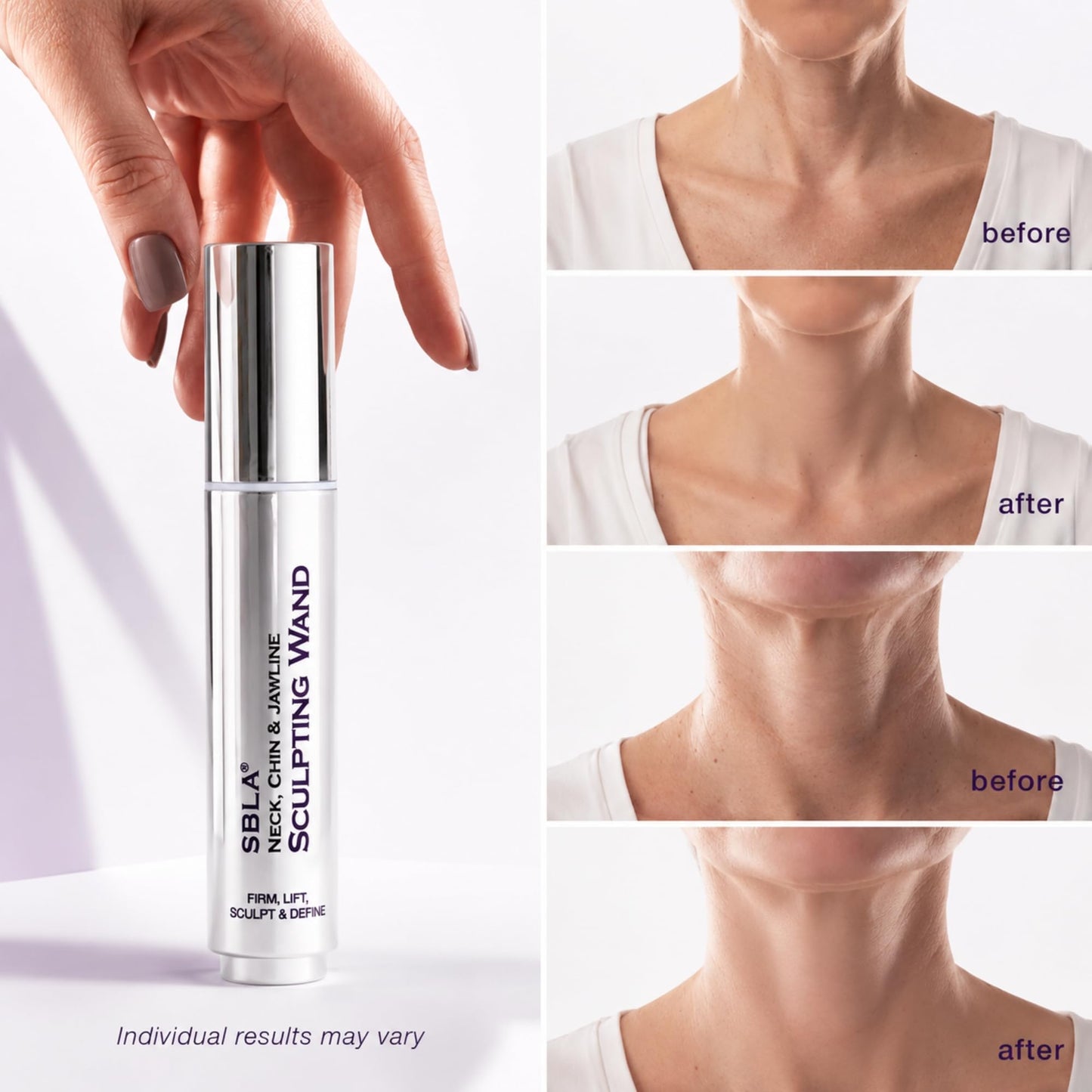 SBLA Beauty - Neck, Chin & Jawline Sculpting Wand 0.7 Fl Oz / 20mL - Lifts & Firms the Neck, Chin, Jawline & Decollete - Reduces Lines & Wrinkles - Smooths, Tightens Sagging Skin - Evens Out Skin Tone