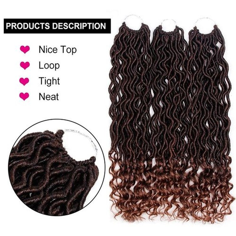 6 Packs Goddess Locs Crochet Hair Wavy Curly Faux Locs Crochet Braids Synthetic Hair Extensions Dreadlocks Crochet Locs Low Temperature Braiding Hair (14" (6 Packs), #T30)