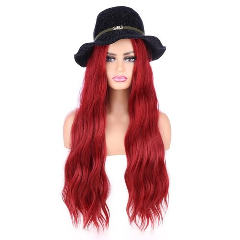 HANNE Long Red Wig for Women Middle Part Red Mermaid Wig Curly Wave Red Wigs Heat Resistant Long Wavy Red Wig Synthetic Hair Replacement Wig for Daily or Party Use (Red Wig)