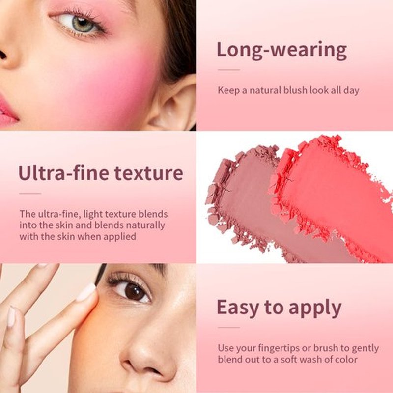 Jutqut Powder Blush, Radiant Glow Face Blusher, Matte Blush for Cheeks, Blendable Formula, Lasting Moisturizing, Ultra Fine Lightweight Texture(#006 Berry)