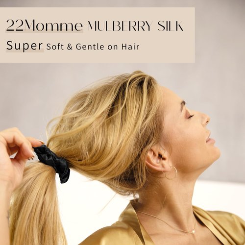 ZIMASILK 22 Momme 100% Pure Mulberry Silk Large Scrunchies for Women, Hair-Friendly & Luxurious Elastic Scrunchies Set (3 Scrunchies)