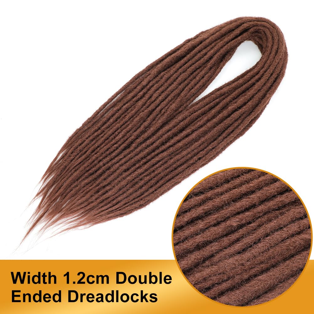 Aguacor Straight Dreadlocks Synthetic Double Ended Dreadlock Extensions 24inches 5 Strands Width 1.2cm Soft Dark Brown DE Dreadlock Extensions for Women (5 Strands, 30#)