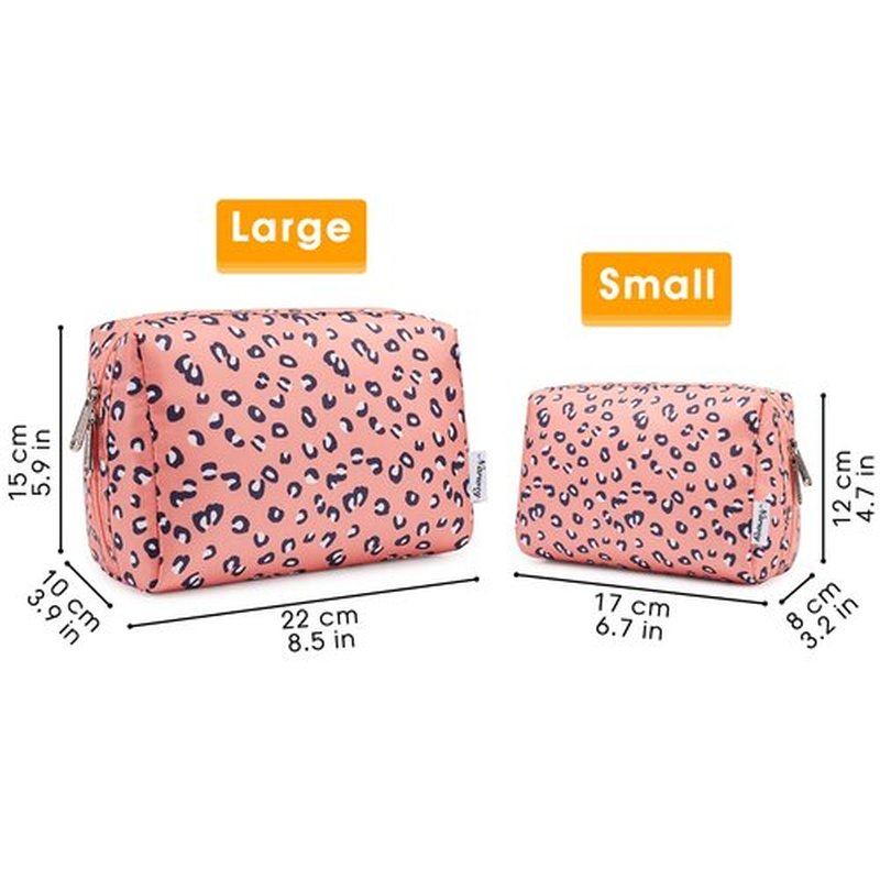 Large Makeup Bag Zipper Pouch Travel Cosmetic Organizer for Women (Large, Leopard)