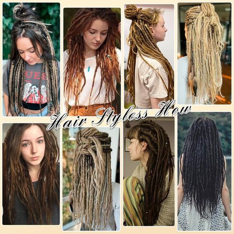 Aguacor Synthetic Textured Dreadlocks Straight Double Ended Dreadlock Extensions with Texture 20inches 25 Strands Thin Soft DE Dreadlock Extensions for Women (25 Strands, 1B/30)