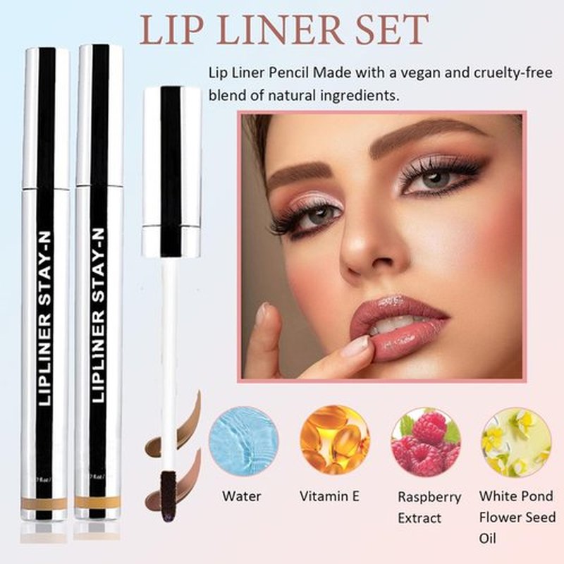Aaiffey Lip Liner Stain Peel Off,Long Lasting Lip Stain Peel Off Waterproof Lip Tint Stain Non-Stick Cup Natural Lip Makeup (01#Nude+02#Cocoa)