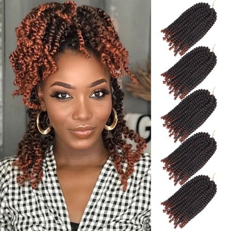 Bileaf 5 Packs Spring Twist Hair 8 Inch Fluffy Spring Twist Crochet Braiding Bomb Twist Ombre Colors Hair Extensions for Butterfly Locs T1B 350