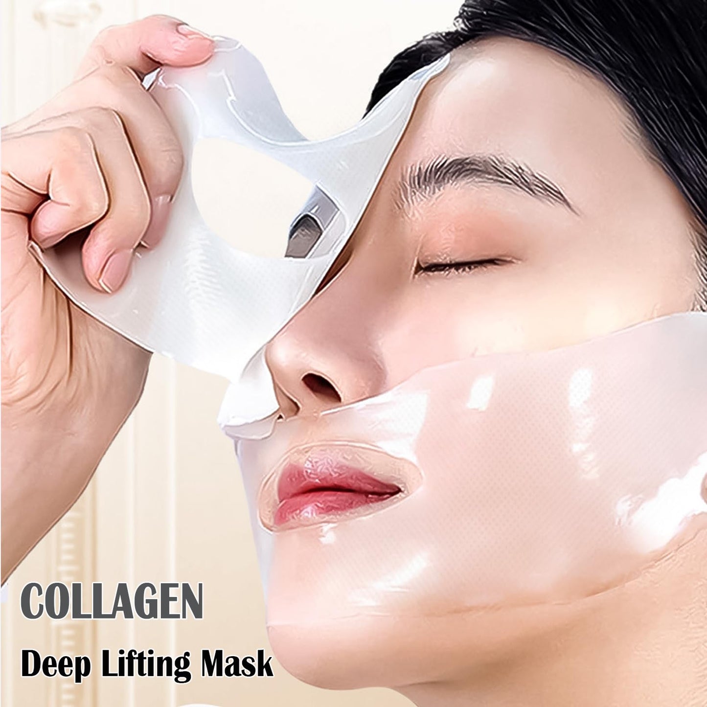 Ueseinl Collagen Face Mask 4-Pack - Hydrogel Sheet Mask with Hyaluronic Acid & Peptides for Instant Glow,Korean overight Wrapping Face Sheet,Elasticity Enhancing,Firming,Moisturizing