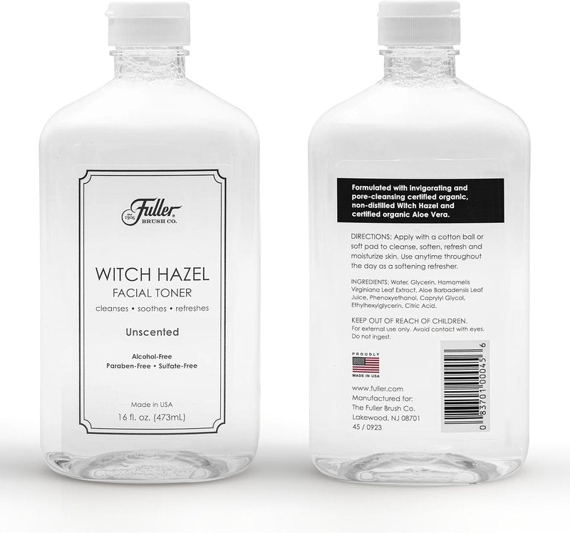 Witch Hazel Facial Toner - Organic Aloe Vera & Alcohol-Free - 16 fl. oz | Paraben & Sulfate-Free, Unscented