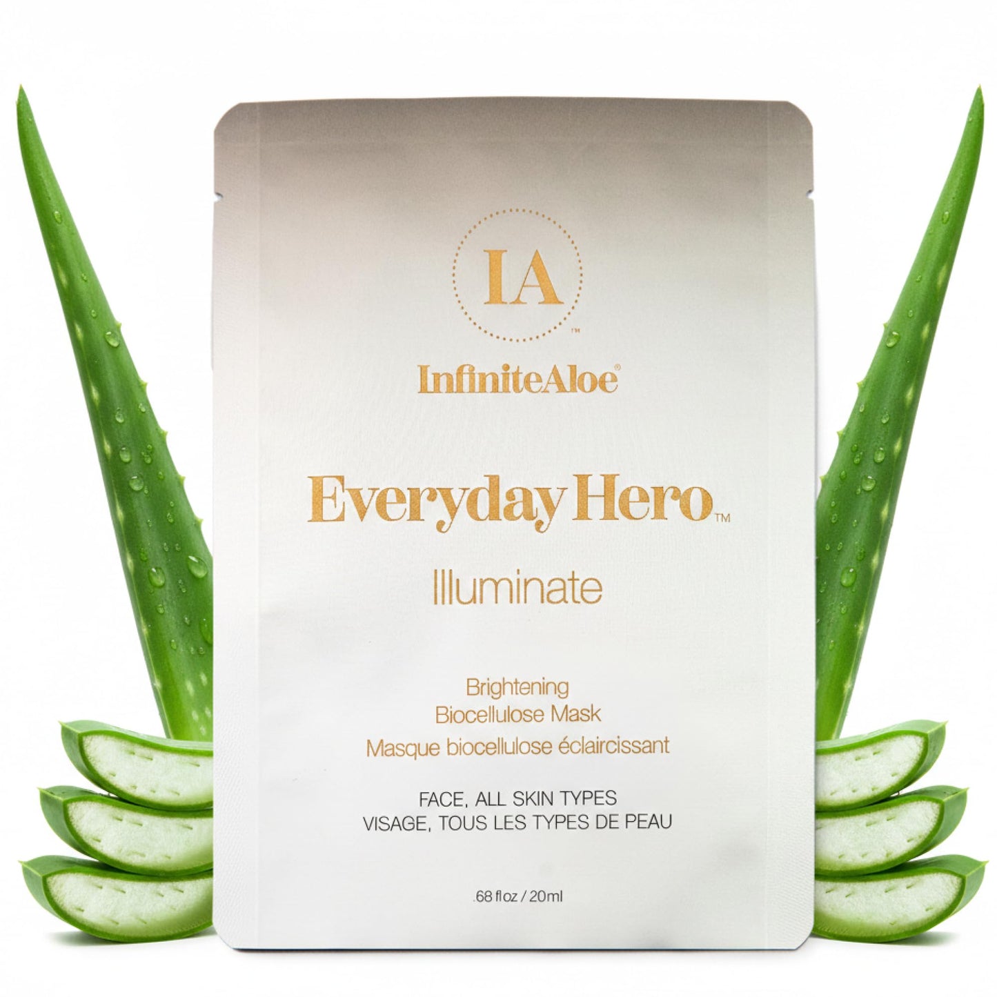 InfiniteAloe Biocellulose Fiber Face Mask, Everyday Hero Illuminate Brightening Face Mask