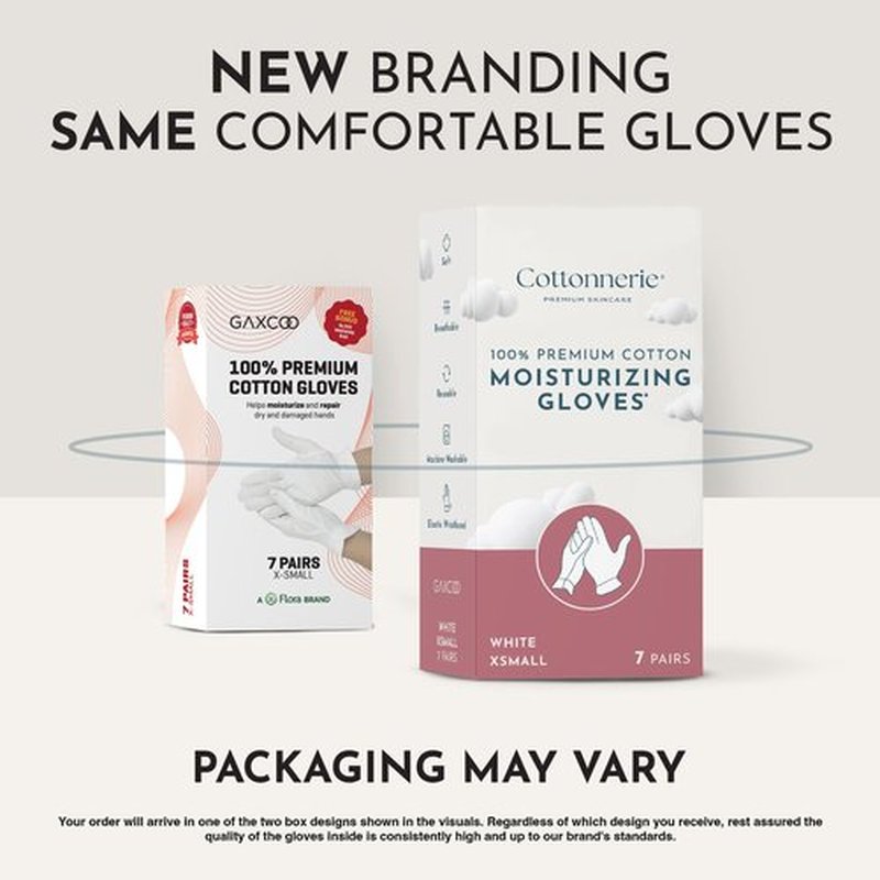 Gaxcoo Cottonnerie Cotton Gloves for Dry Hands Sleeping, Moisturizing Gloves Overnight, Hand Moisturizer Gloves, Moisture Gloves for Dry Hands Overnight, Sleeping Gloves, Eczema Gloves, X-Small 7 Pair