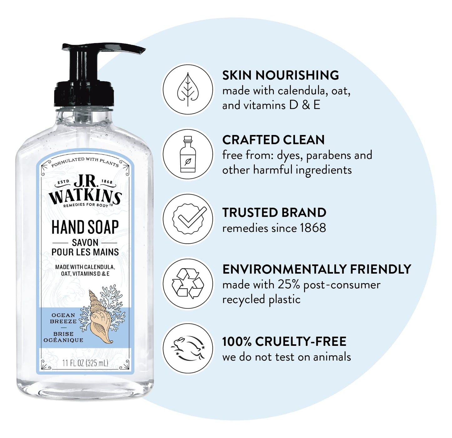 J.R. Watkins Hand Soap Ocean Breeze 11 Ounce