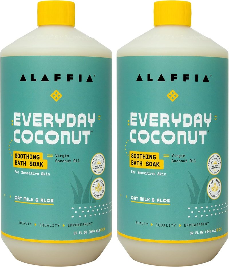 Alaffia Coconut Bath Soak - Oat Milk & Aloe, Fragrance-Free | 32 Oz (2-Pack)