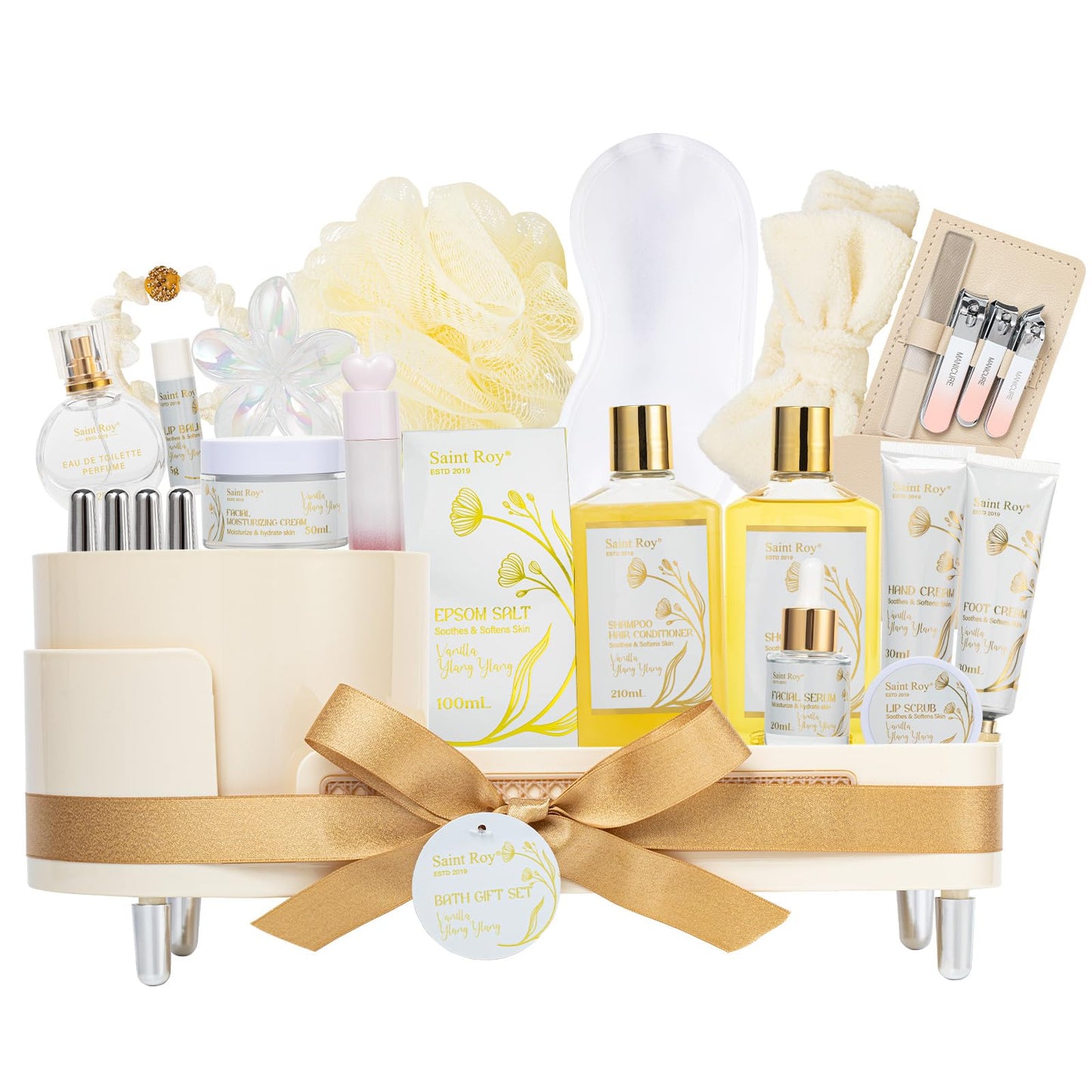 23Pcs Bath and Body Vanilla YLANG YLANG Gifts for Women, Spa Gift Basket