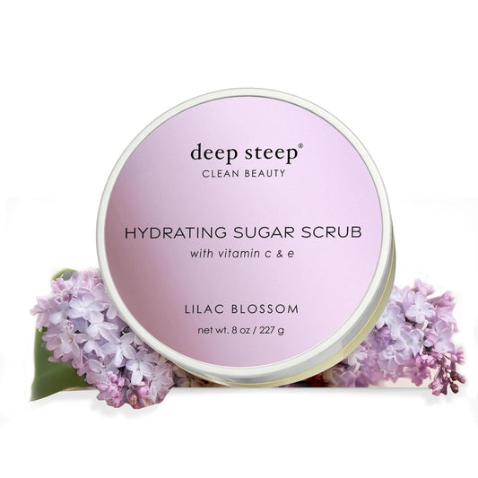 Deep Steep Sugar Scrub - Lilac Blossom Exfoliating Body Scrub with Organic Oils | 8 oz for Smooth, Nourished Skin