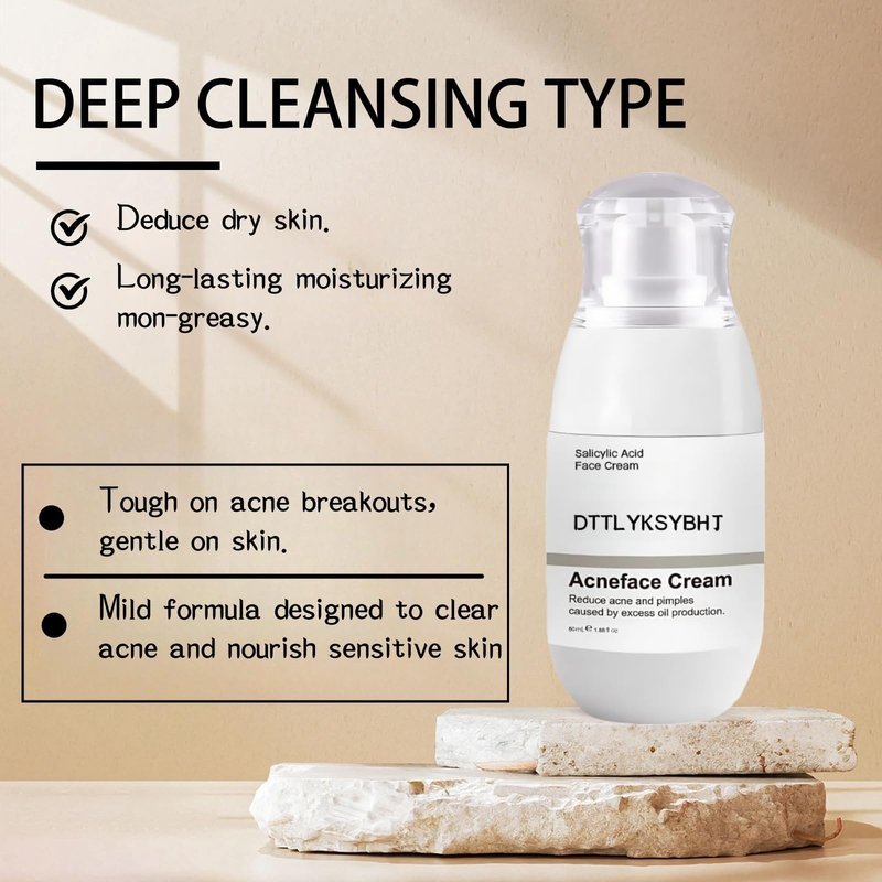 Salicylic Acid Acne Face Cream for Oily & Sensitive Skin – Oil Control, Acne Treatment, Pore Minimizer, Moisturizing & Repairing Damaged Skin – Non-Comedogenic, Gentle Formula, 50ml / 1.69oz