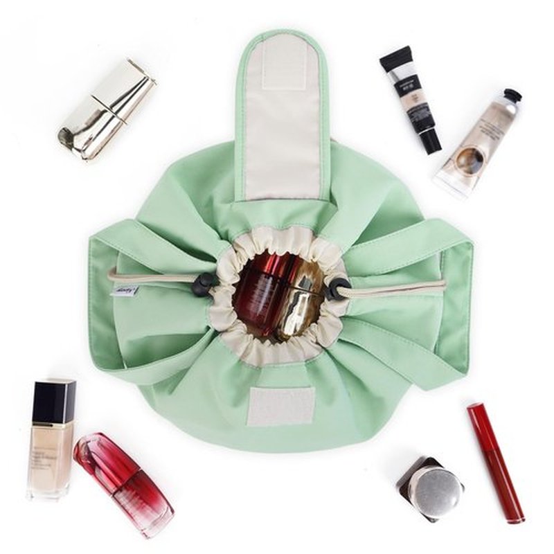 Barrel Drawstring Makeup Bag Large Cosmetic Bag Make up Bags Toiletry Organizer for Women (Mint Green) (Patent)