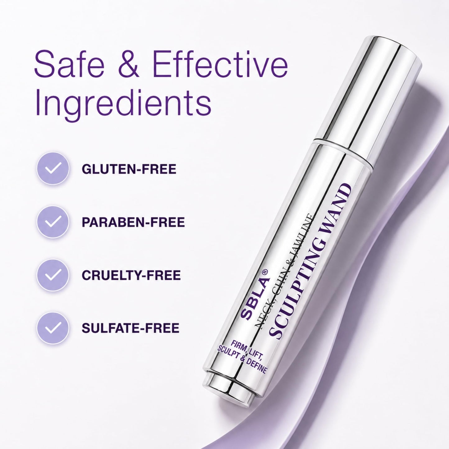 SBLA Beauty - Neck, Chin & Jawline Sculpting Wand 0.7 Fl Oz / 20mL - Lifts & Firms the Neck, Chin, Jawline & Decollete - Reduces Lines & Wrinkles - Smooths, Tightens Sagging Skin - Evens Out Skin Tone