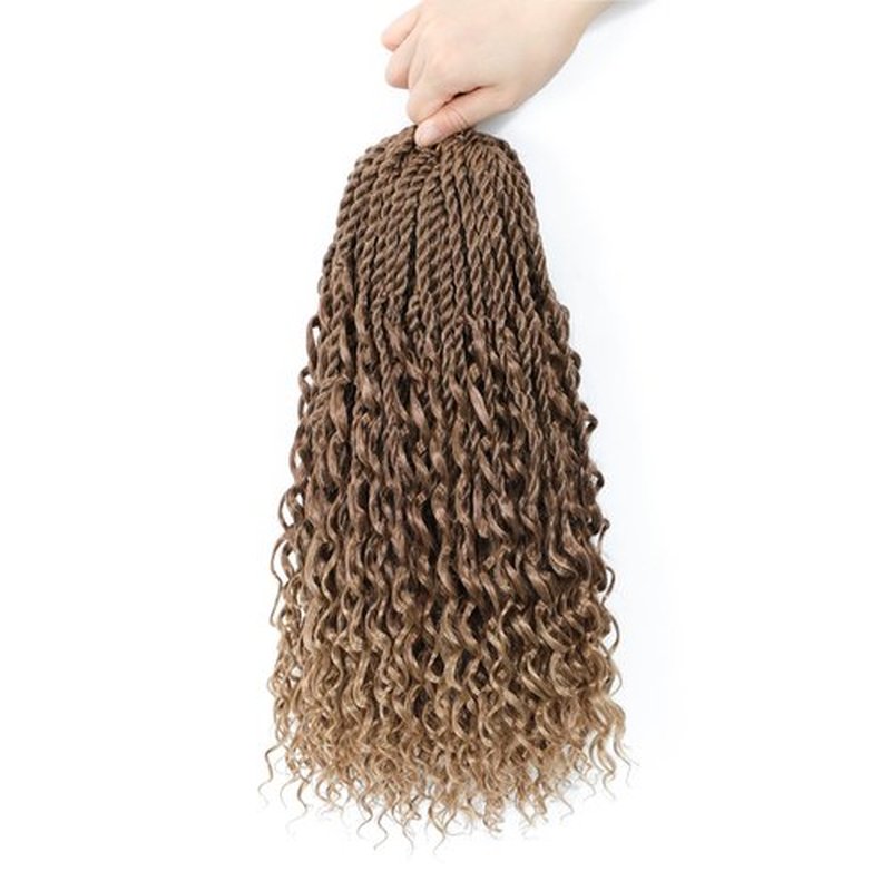 Goddess Twist Braids Crochet Hair With Curly Ends Senegalese Twist Braids Crochet Braids 6 Packs Mix brown blonde Crochet Braids Synthetic Braiding Hair Extension for Black Women (14inch, M30/27)